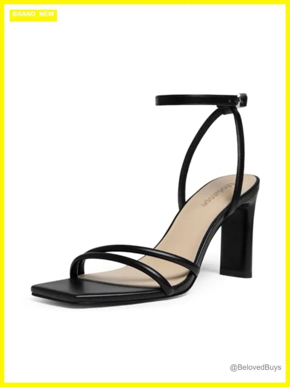 Women's Strappy Square Toe High Heel Sandals Ankle Strap Chunky Heels